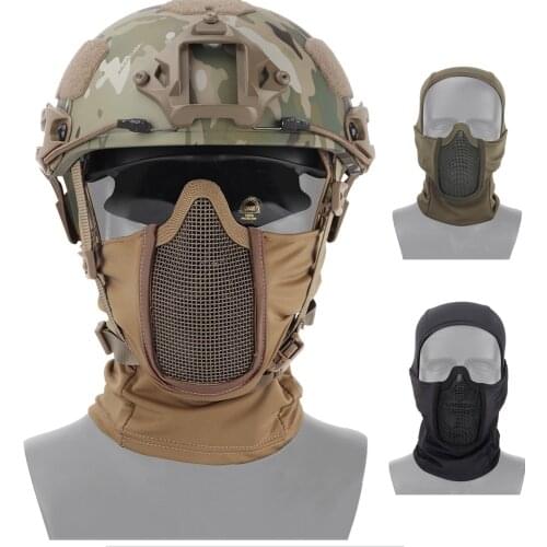 Tactical Full Face Mask Airsoft Paintball Headgear Metal Mesh Mask for Shooting Hunting Military Protective Helmet Liner Cap