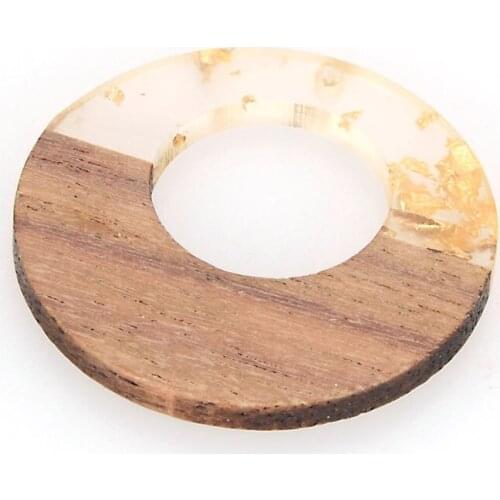 Miasol Vintage Silver/Gold Foiled Natural Wood Resin Compose 38 MM Round Charms Pendants Diy Necklace Earring Jewelry Making