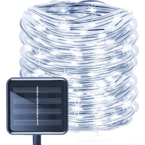 Waterproof 100 LEDs 10M Solar light string Garden park decorative light strip solar copper tube light 8 function lighting