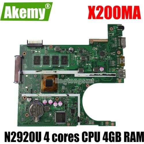 X200MA Laptop motherboard For Asus K200MA F200MA X200MA X200M Mainboard REV2.1 N2920U 4 cores CPU 4GB RAM