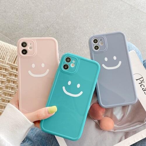 Smile Face Camera Protection Phone Case for Iphone 11 Pro MAX X XR XS MAX 7 8 Plus Soft Silicone Candy Color Back Cover Coque