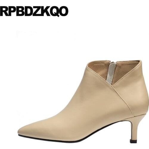 2021 Shoes Custom Fall Autumn Booties Stiletto Handmade Fur Ankle Pointed Toe Short Brand Women Winter Boots Genuine Leather