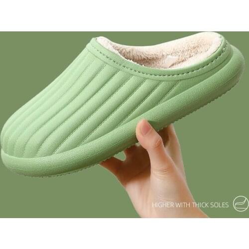 Women Home Slippers Cotton Winter Shoes Woman Indoor Warm Plush Non-slip Thick-soled Cute Soft Bottom Waterproof Furry Slides