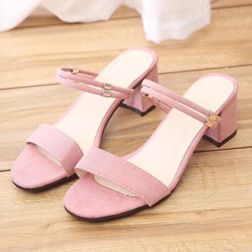 Big Size Womens Sandals 2021 Korean Summer New Casual Slippers for Ladies Thick High Heel Dual Purpose Casual Shoes for Women