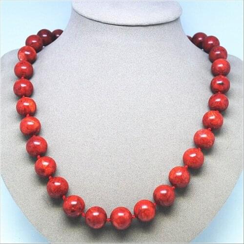 Red sponge necklaces round ball size 16mm length 60cm for party wearing knotted necklace wholesale price new arrived items
