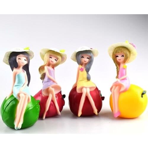 1pc Random Cute princess cake topper Fruit girl happy birthday cake decoration wedding party valentines day Baby shower decor