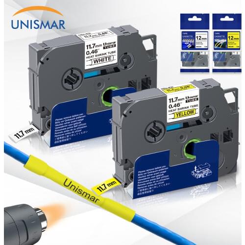 17.7mm Heat Shrink Tubes Black on Yellow Label Tapes HSe-641 HSe641 HSe-641 Printer Maker for Brother P-touch PT-E550W PT-E550W