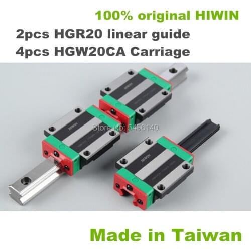 100% HIWIN 2pcs HGR20 650 700 750 800mm linear guide rail with 4 pcs of linear block carriage HGW20CA CNC parts