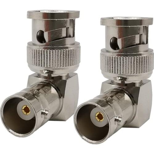 2Pcs RF BNC Type Cable Wire Connector BNC Male Plug to Female Jack Right Angle Adapter