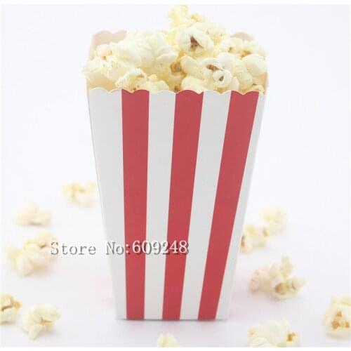 24pcs Red Striped Paper Popcorn Boxes,Stripe Party Favor Boxes,Candy Buffet Treat Cups,Mini,Carnival,Scalloped Tops,Cheap,Bulk