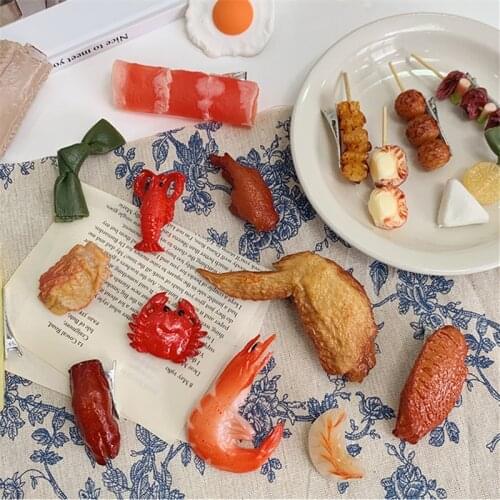 AOMU Fashion Funy Cute Colorful Silicone Food Hairpin Funny Personality Barbecue BBQ Duckbill Clip for Women Party Accessories