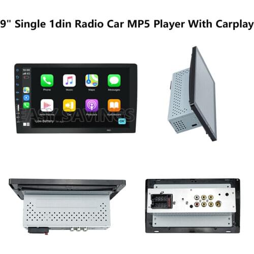 Car Radio Single 1 din universal 9" 1024*600 Stereo Autoradio GPS Map Bluetooth with Carplay video Multimedia MP5 player