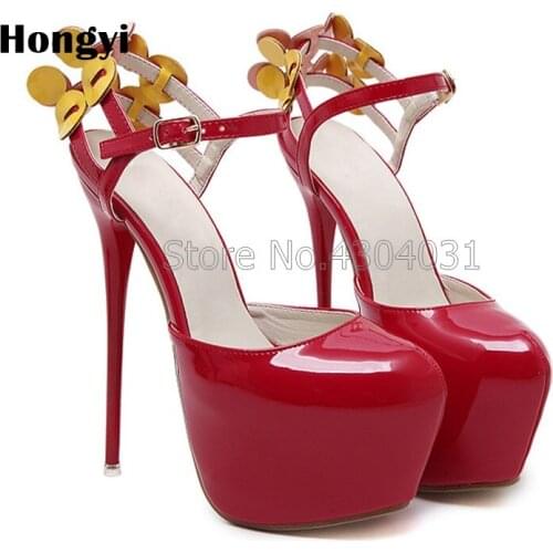 Fashion Bright Patent PU Leather Women Sandals Summer Shoes Red Black Platform Mujer Women Sandals Thin High-Heeled Shoes Woman