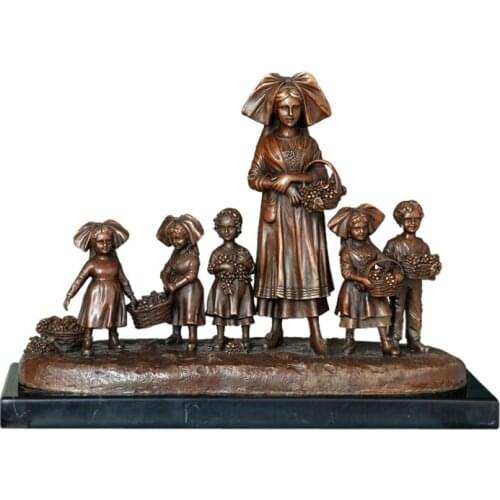 Bronze Statue Picking Grapes Children Sculpture Art Hot Casting Classy Home Decoration Large