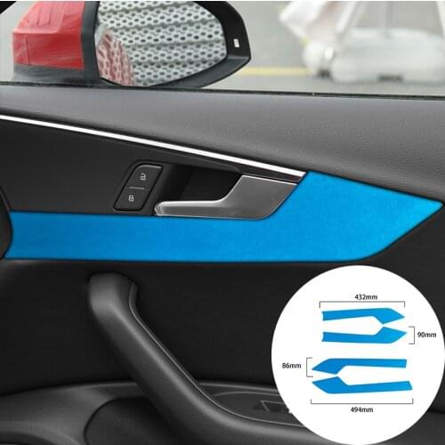 For Audi A4L 2017+ Alcantara Suede Wrap Car Door Hand Panel Strip Cover Trim Door Handles Stickers Internal Accessories Styling