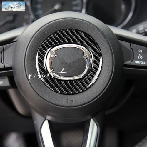 For Mazda CX-5 2017 18 Real Carbon Fiber Car Interior Steering Wheel Cover Trim Moldings Car Styling Accessories Stickers