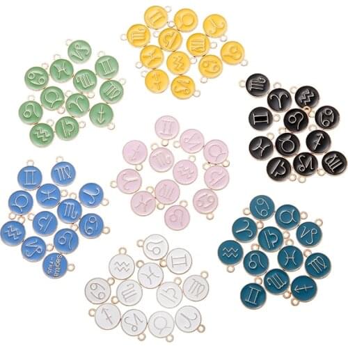 12pcs/lot 13 Color 12 Constellation Charms Double Face Enamel Charms Charms pendants jewelry making Handmade craft ccessories