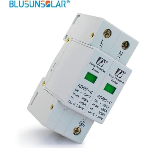 Hot selling 2P+N 110V 220V 380V 20-40KA AC Din Rail SPD Low Voltage Surge Protector