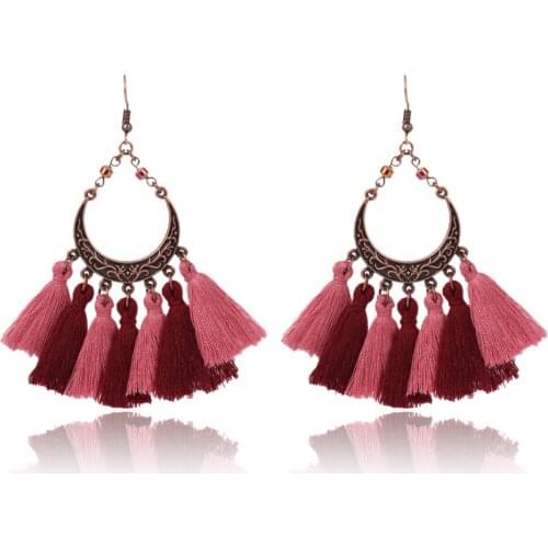 HC Fashion Colorful Tassel Drop Earrings Long Jewelry for Women Party Bohemian Crystal Big Statement Earrings Dangle Jewelry F