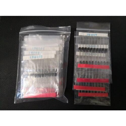 200pcs(14values) diode kit 1N4148 1N4001 1N4004 1N4007 1N5817 1N5819 RL207 FR207 FR107 UF4007 1N5404 1N5406 1N5408 1N5822 Assort