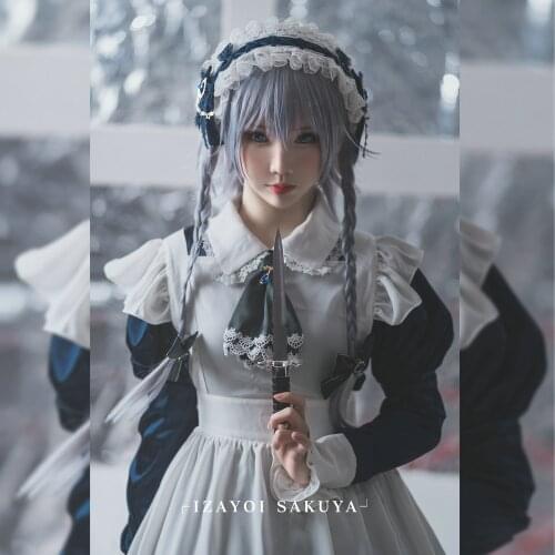 Game Touhou Project Izayoi Sakuya Cosplay Costume Gorgeous Velvet/Satin Maid Dress Activity Party Role Play Clothing Custom-Make