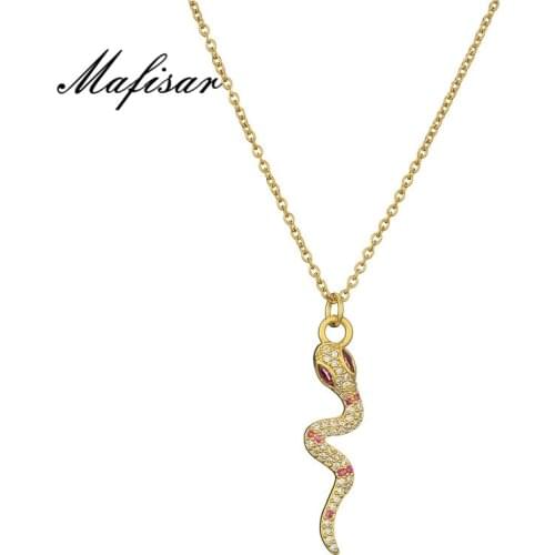 Mafisar Hot Sale Red Eye Snake Necklace For Women Girl AAA+ CZ Inlayed Snake Pendant Necklace Fashion Female Party Jewelry Gift