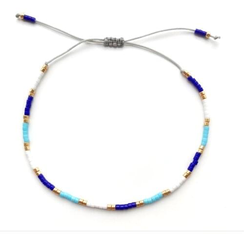 Miyuki Beads Bracelet Pulseras Handmade Blue Gold Multi Glass Crystal Bracelets Bangle For Women Simple Rope Chain Jewelry