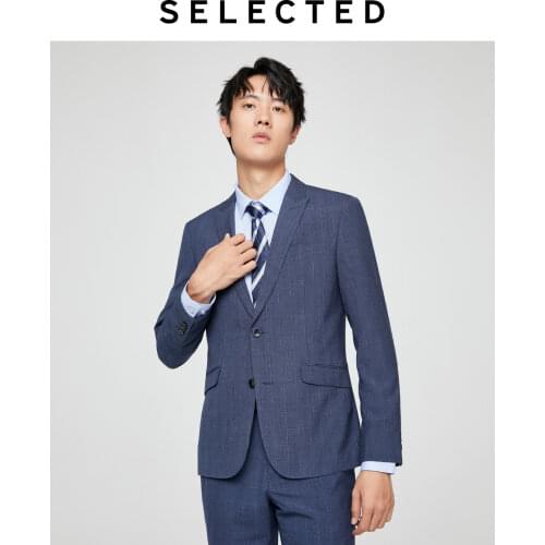 SELECTED Mens Slim Fit Blazer Plaid Closure Collar Jacket Clothes S|41935X507