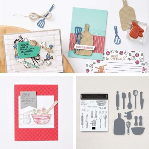 Cooking Set Homemade Metal Cutting Dies Stamps Scrapbook Secoration Embossing Stencil Template Diy Greeting Card Handmade 2021