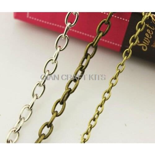 Set of 20meters (2.5mm-3.5mm)Beaded Oval Link Necklaces Vintage Bead Design Chain Jewelry Necklace gold silver ,bronze
