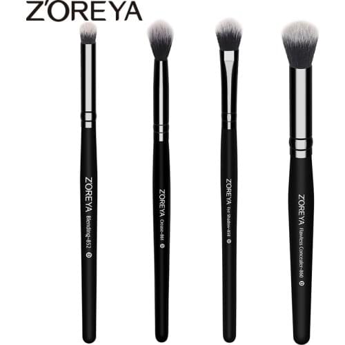 ZOREYA Brand 4pcs Eye Make Up Brush Set Classic Black Makeup Brushes Including Eye Shadow Eyeliner And Eye Brow Brush