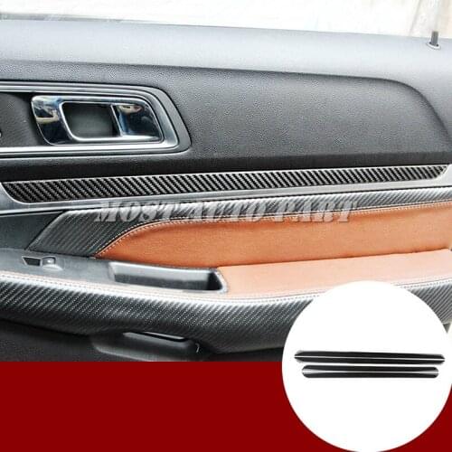 Carbon Fiber Car Door Panel Moulding Trim Cover 4pcs For Ford Explorer 2016-2018 Car accesories interior Car decoration