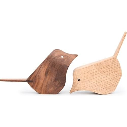 Solid wood crafts for ideas home decore crafts Walnut and Oak material carved little bird for Living room decor