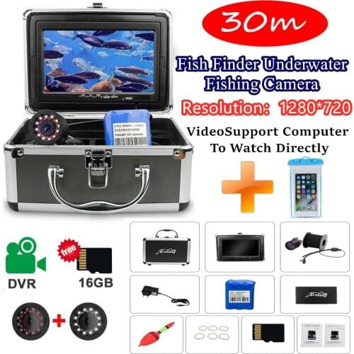 Fish Finder Underwater Fishing Camera HD Screen 12pcs White LED+12pcs Infrared Camera For Fishing with Free Phone Waterproof Bag