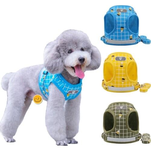Custom Dog Harness Personalized Puppy Cat Collars Breathable Adjustable Small Dog Cat Harnesses Lead Leash Pug Pet Supplies
