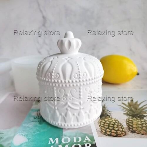 Crown Shape Epoxy Resin Silicone Molds For Jewelry Storage Box Round Concrete Planter Mould Plaster Home Decoration