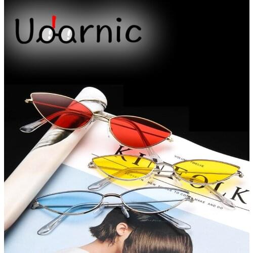 Cat Eye Sunglasses Metal Gold Small Frame Trend Ocean Fil, Vintage Glasses Women Men SMT-G001