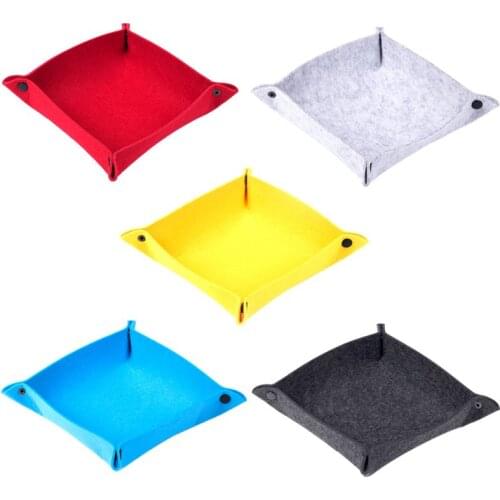 Felt DND Dice Tray Board Game Foldable Storage Box Square Jewelry Key Wallet Coin Desktop Sundries Bins