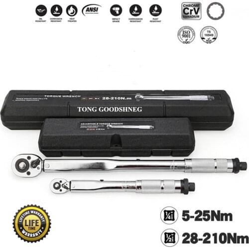 1/2"1/4" 28-210N Drive Adjustable Preset Torque Wrench Machine Torque wrenches Chrome Vanadium Steel Auto Repair Tire Tools