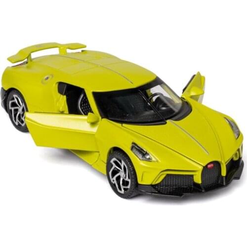 1:32 Alloy Car Bugatti La Voiture Noire Sports Car Metal Toy Vehicle Sound Light Pull Back Model Children Gift Bauble For Boys