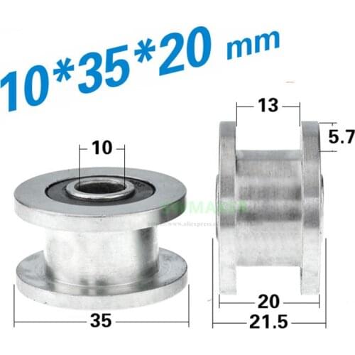 1pcs 10*35*20mm H grooved wheel, metal non-standard grooved pulley/roller, 6000-2RS bearing wheel/rolling guide wheel