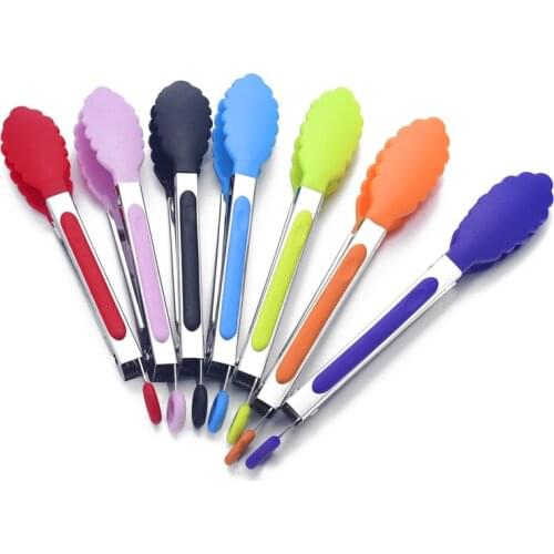 1pc Heat-Resistant Food Tong Creative Non-Slip Nylon Bread Tong Serving Tong Kitchen Tools BBQ Cooking Locking Tools Accessories