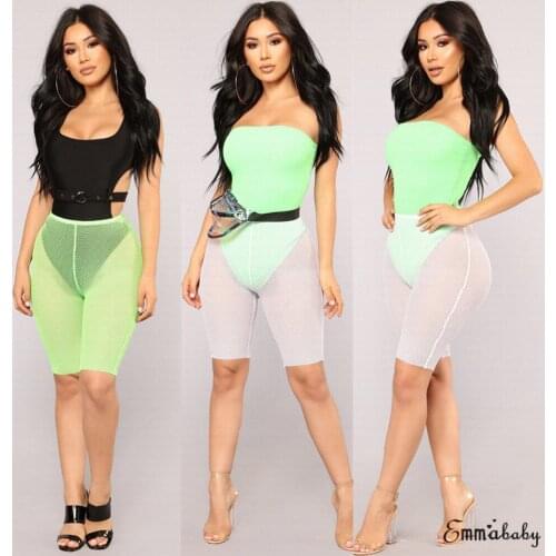 4 Colors Fishnet Shorts Women Beach Pants 2019 Swimwear Cover Ups High Waist Pure Color Bikini Cover Ups Bathing Suit Trousers