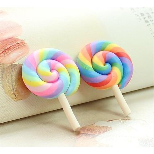 5Pcs New Clay Rainbow Candy Lollipop for Clay Pretend Play Toy Phone Decoration Crafts Making DIY