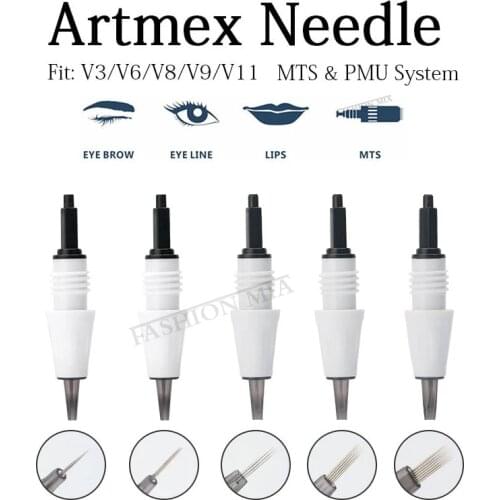 50PCS Artmex Tattoo Needle Cartridge MTS Therapy System For Artmex V11 V8 V6 V7 V3 V9 PMU Semi permanent Makeup Eyebrow Machine