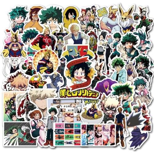50PCS My Hero Academia Suitcase Stickers Laptop Skateboard Izuku Midoriya All Might Boku No Hero Academia Anime Character Decals