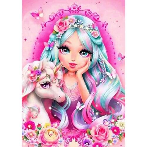 5D DIY Diamond Painting Full Square Round Drill Embroidery Girl and Unicorn Picture Diamond Mosaic Cross Stitch Home Decor A1349