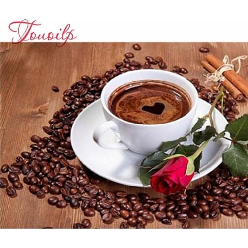 Diamant complet point de croix café boisson café grain mosaïque diamant broderie couture modèles kits strass