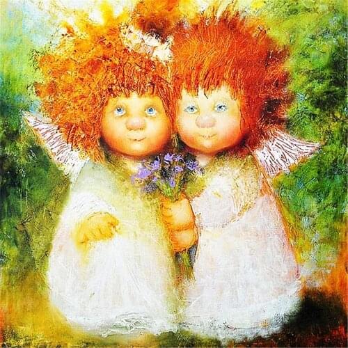 Angel Bee Flower DIY Cross Stitch Embroidery 11CT Kits Needlework Craft Set Printed Canvas Cotton Thread Home Dropshipping