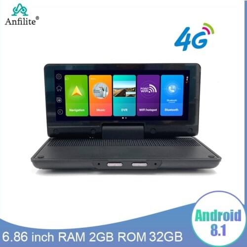 Android 4G ADAS Car DVR Dash Cam 6.86'' Rear View Camera Dual Lens Parking monitoring recording Car DVRs WIFI GPS Rear Camera